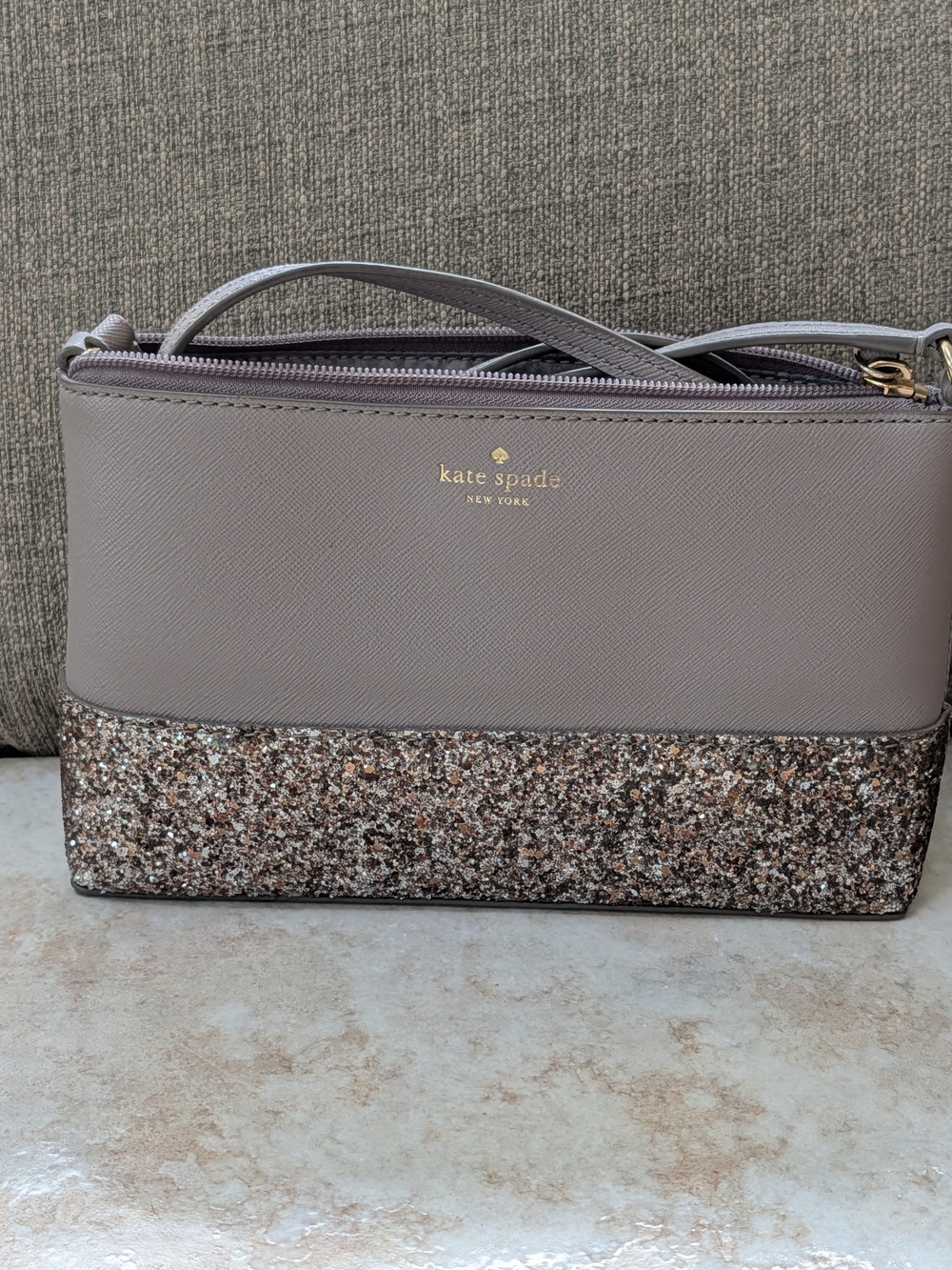 kate spade New York Taupe Glitter Crossbody Bag